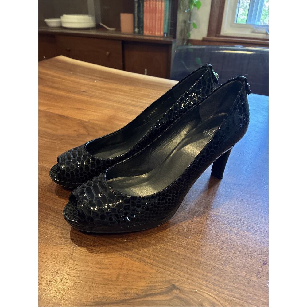 Stuart Weitzman Womens Logo Plainfield Pumps Size 7.5 Python Heel Dress‎ Shoes